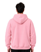 Back view of a plain pink pullover hoodie